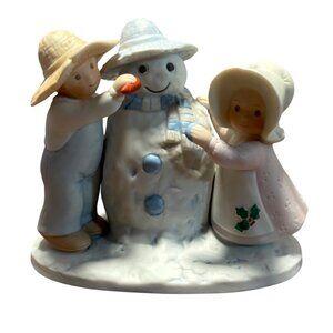 Circle Of Friends Snow Play Figurine Homco Masterpiece 1991 Child Snowman Scene